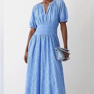 Eyelet Blue Midi Dress